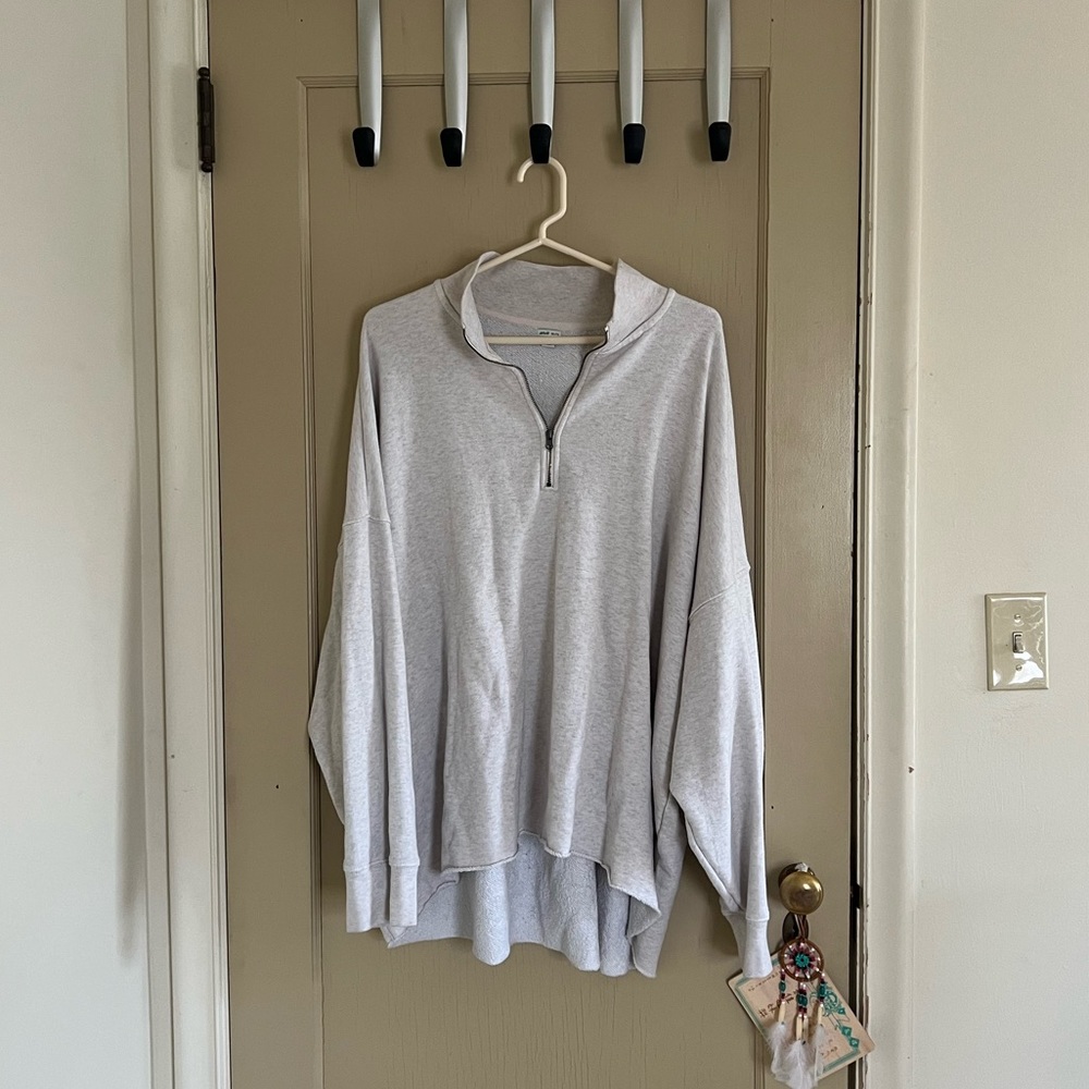 Aerie light grey half zip sweater